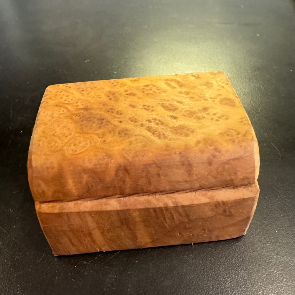 Handmade Burl Wood Trinket Box Small Brown Rustic Treasure Chest B-17